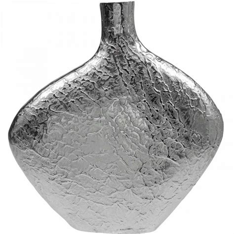 Floristik24 at Deko Vase Metall Gehämmert Blumenvase Silber 33x8x36cm 07715