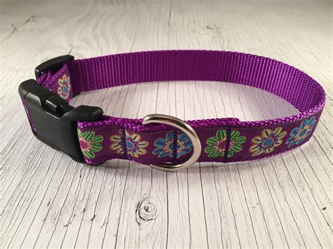 Pastel Flowers on Purple Dog Collar