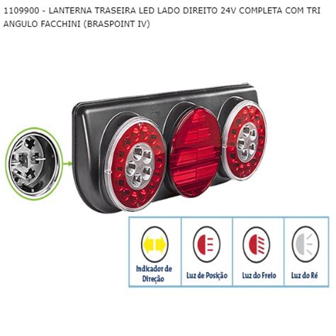 Lanterna Traseira Led Lado Direito V Completa Triangulo Facchini