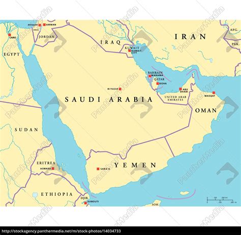 Arabian Peninsula Political Map Stock Vector Illustration Of Manama