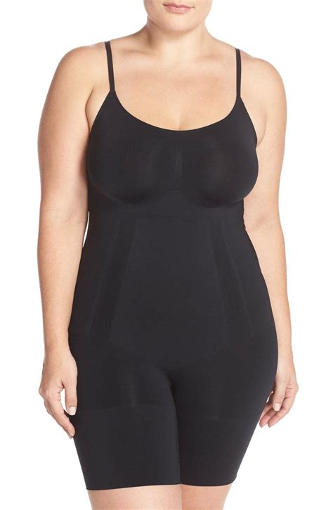 Lyst Spanx Spanx Oncore Mid Thigh Bodysuit In Black