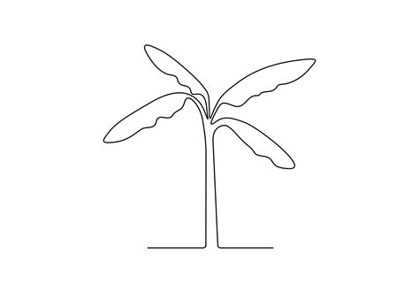 Banana tree in one continuous line drawing digital illustration ...