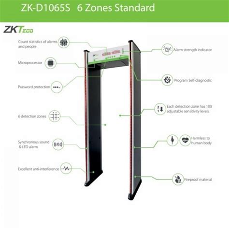 Portique détecteur de métaux ZKTeco ZK D1065S 6 zones LED