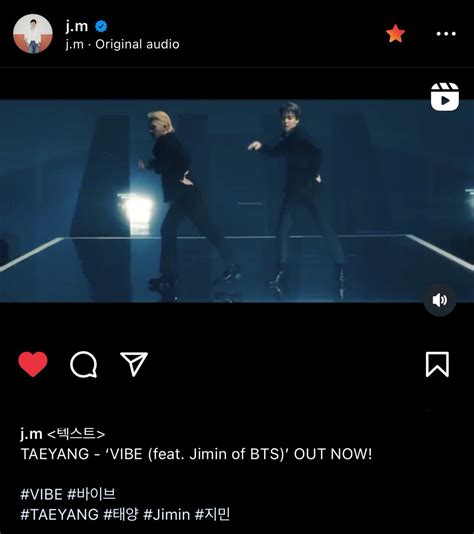 Bts Update On Twitter Jimin On Instagram Taeyang Vibe Feat