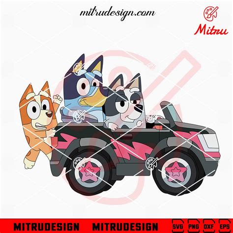 Bluey Bingo And Muffin In The Car Svg Muffins New Car Svg Png Dxf