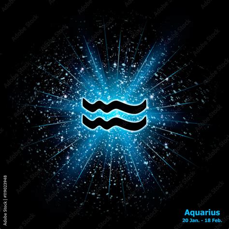 Vettoriale Stock Zodiac Sign Aquarius On Cosmic Explosion Background