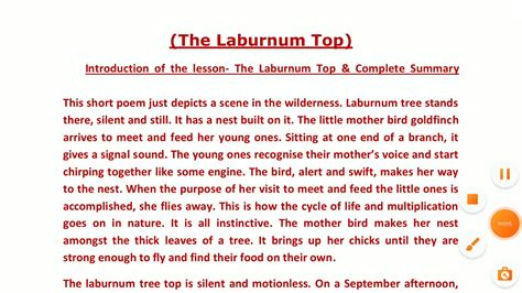 The Laburnum Top Complete Summary Over View Of The Poem YouTube