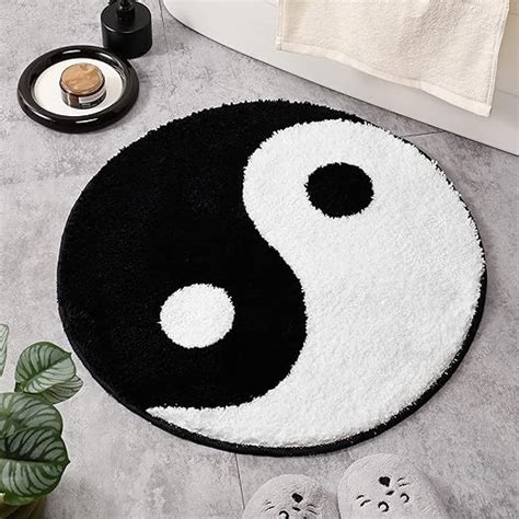 Amazon Truedays Yin Yang Bath Mat For Bathroom Floor Circle Black