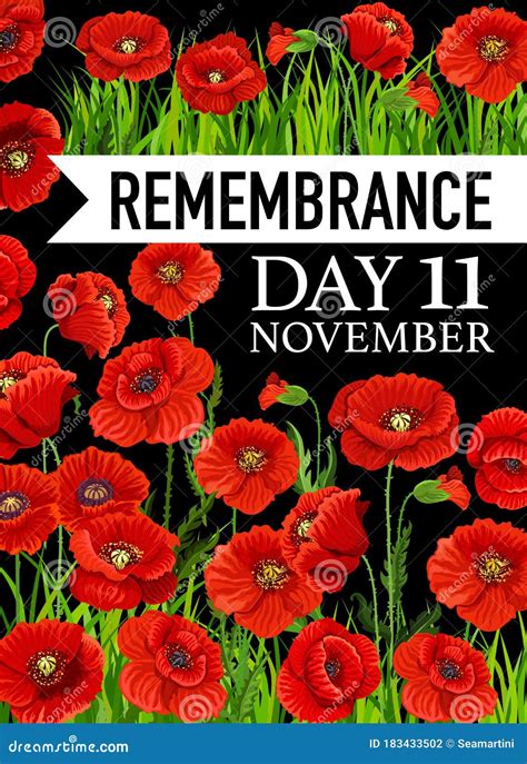 Remembrance Day Poster 11 November Vector Card Stock Vector