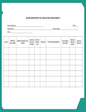 Fillable Online Quadro Demonstrativo De Veculos Para Credenciamento Fax