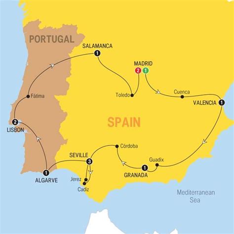 Larger Map Trafalgar Tours Spain And Portugal Spain Tour