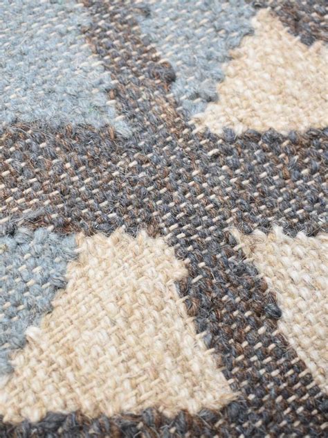 Tapis kilim fait à la main en laine motif géométrique Bleu Kiabi