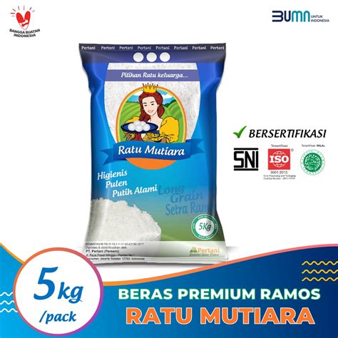 Jual Beras Putih Premium Cap Ratu Mutiara Setra Ramos Kemasan 5kg