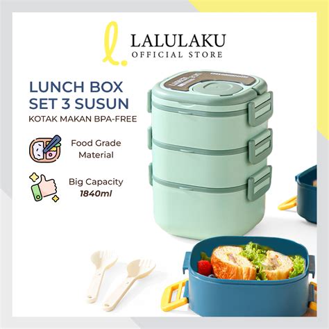 Jual Tempat Makan Lunch Box Kotak Makan Susun Tingkat Sendok Set