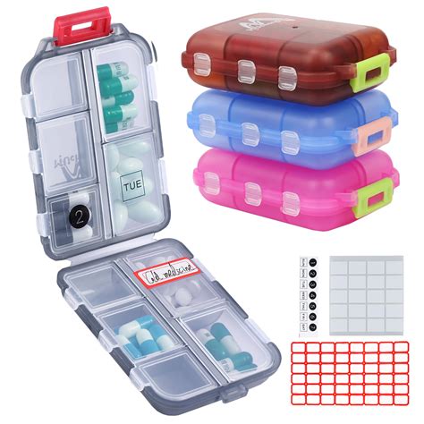 4 Pack Pill Case Portable Small Weekly Travel Pill Organizer Portable