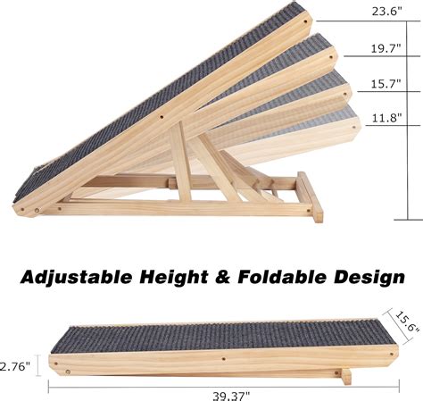 TOLEAD Rampa ajustable de madera para mascotas rampa portátil plegable