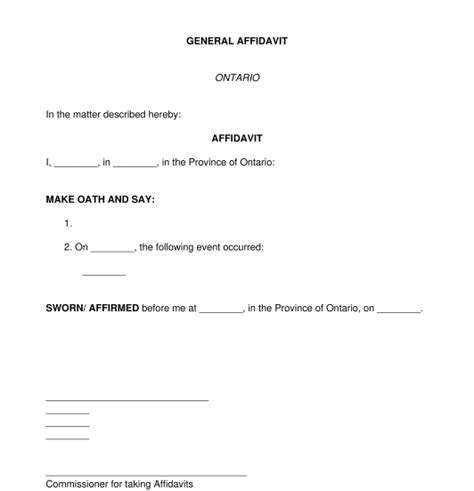 General Affidavit Sample Template Word And Pdf