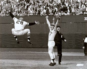 Steve Blass' famous leap as Bob Robertson also celebrates winning the ...