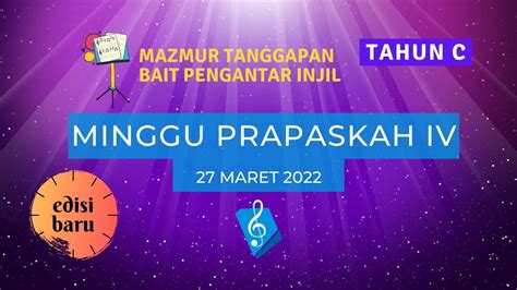 Edisi Baru Minggu Prapaskah IV 27 Maret 2022 Mazmur Tanggapan BPI