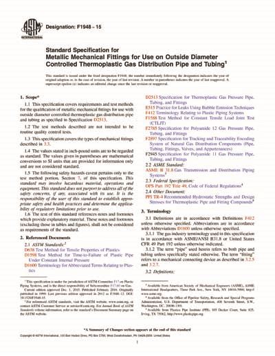 ASTM F1948 15 Standard Specification For Metallic Mechanical Fittings