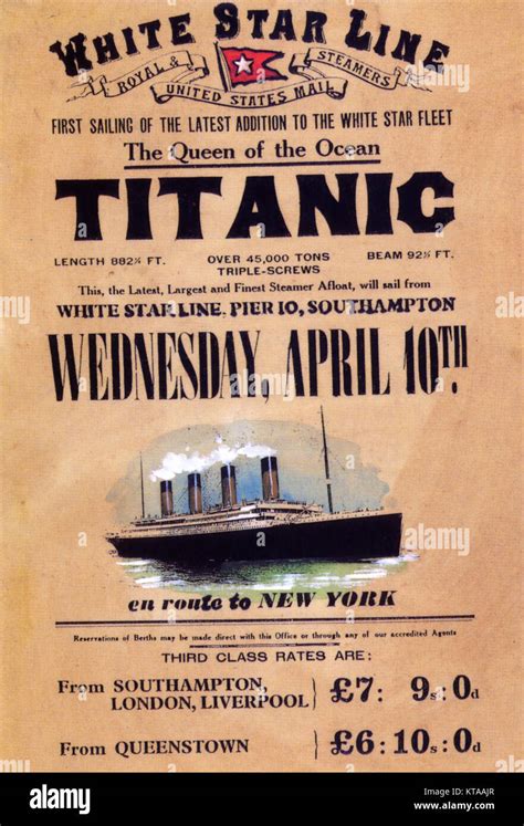 Rms Titanic Poster Announcing The Departure Sailing Of The British