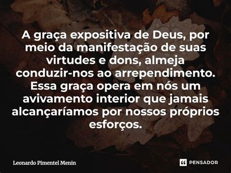 ⁠a Graça Expositiva De Deus Por Meio Leonardo Pimentel Menin Pensador