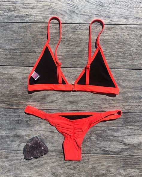 Neon Orange Brazilian Bikini Set Swimsuit Bali Etsy