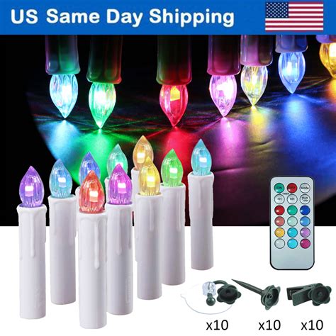 10 Pcs Clip On Candle Lights For Christmas Tree With Remote And Timer Flickering Led Window