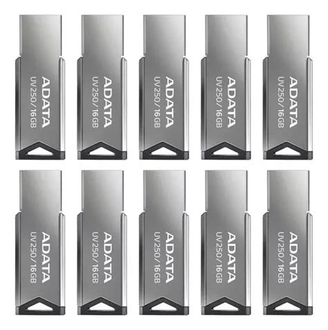 Kit 10 Memoria Usb Metálica 16gb Adata Uv250 2 0 Nuevas Envío gratis