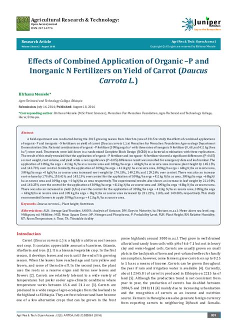 Pdf Effects Of Combined Application Of Organic P And Inorganic N