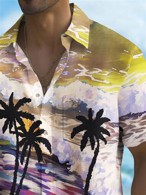 Royaura Beach Vacation Men S Hawaiian Shirt Beach Coconut Tree Print