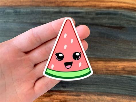 Watermelon Sticker Cute Kawaii Pink And Green Watermelon Fruit Kiss