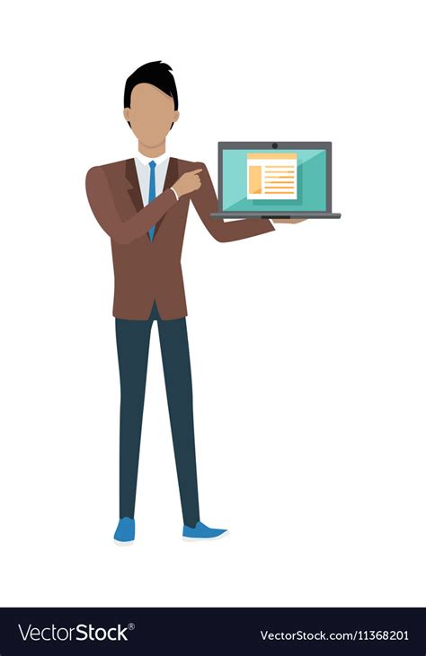 Man With Laptop Royalty Free Vector Image Vectorstock