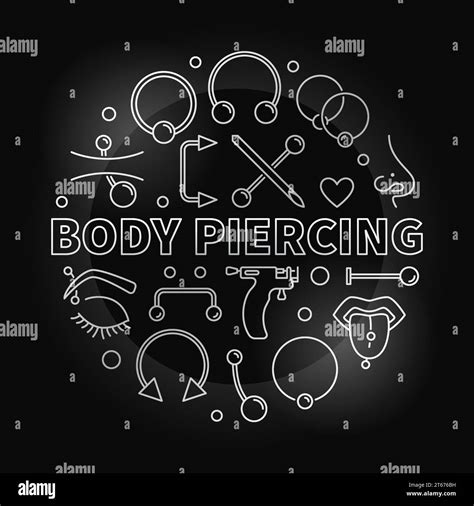 Body Piercing Round Vector Silver Illustration In Outline Style Made