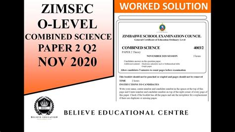 Zimsec O Level Combined Science Past Paper N Q Youtube O