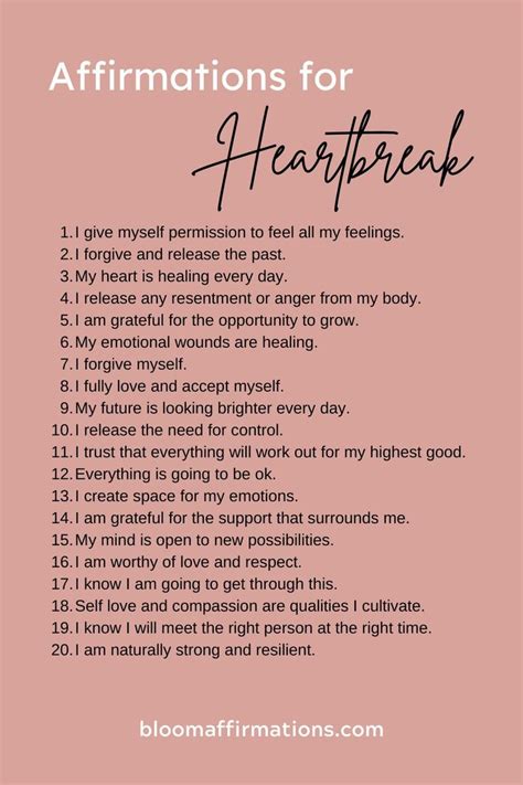 Affirmations For Heartbreak Breakup Healing Quotes Affirmations