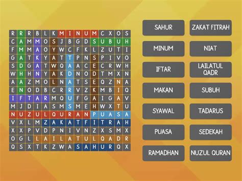 Kuiz Silang Kata Ihya Ramadhan 1442h Sk Mambang Wordsearch