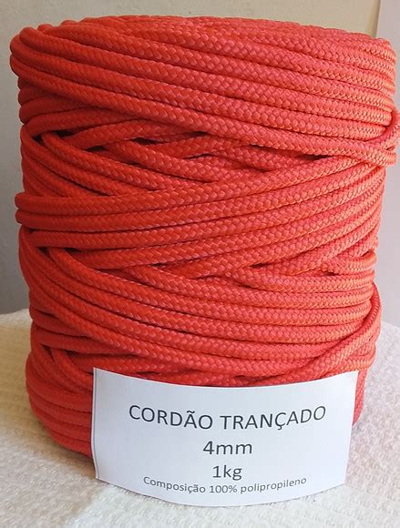 CORDÃO POLIPROPILENO TRANÇADO PP 4mm ROLO 1 KG LARANJA no Elo7