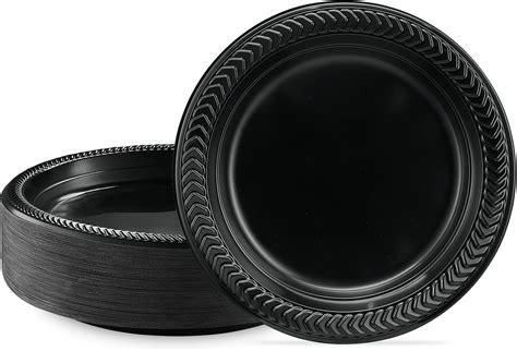 Plasticpro Black Plastic Plates Lightweight Disposable Plates For