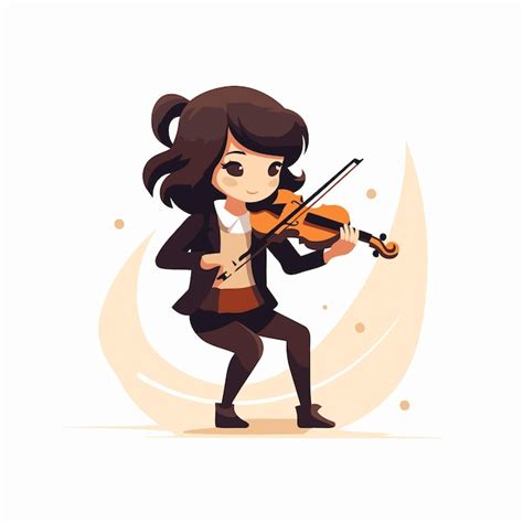 Fille Jouant Du Violon Personnage De Dessin Anim Mignon Illustration