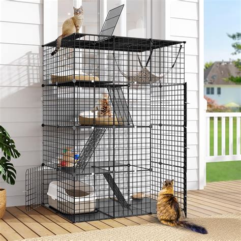 DWVO 4 Tier Large Cat Cage Indoor Enclosure Kennels DIY Cat Playpen