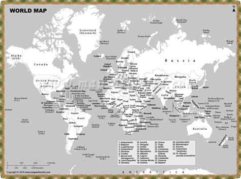 Black And White World Map With Countries Maps Of World Worksheets