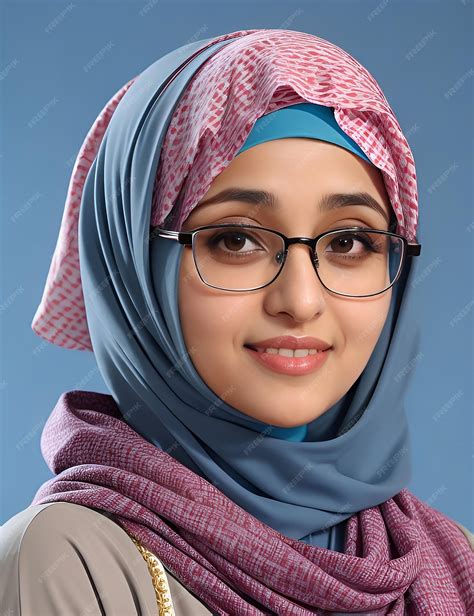 Premium Ai Image Lovely Hijabi Muslim Woman Wearing Glasses