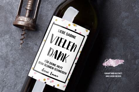 Personalisiertes Wein Flaschen Etikett Danke Wein Label Etsy