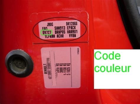 Trouver code couleur sur Scénic III Astuces Pratiques