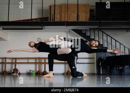 Adrian Blake Mitchell Left And Andrea La Kov Rehearse With