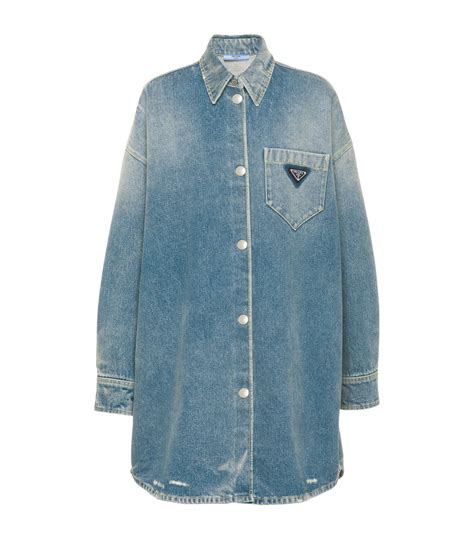 Womens Prada Blue Denim Logo Oversized Shirt Harrods Uk