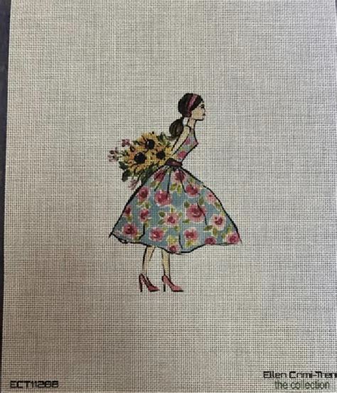 Ellen Crimi-Trent Girl in Floral Dress holding flowers – Stitch by Stitch