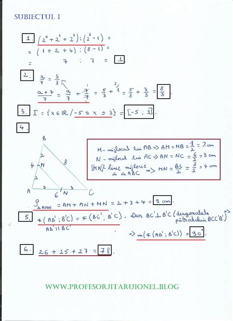 Model Rezolvat Simulare Evaluarea Națională 2018 Matematică Clasa A 8