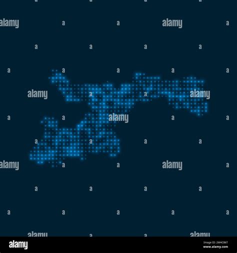 Norman Island Dotted Glowing Map Shape Of The Island With Blue Bright